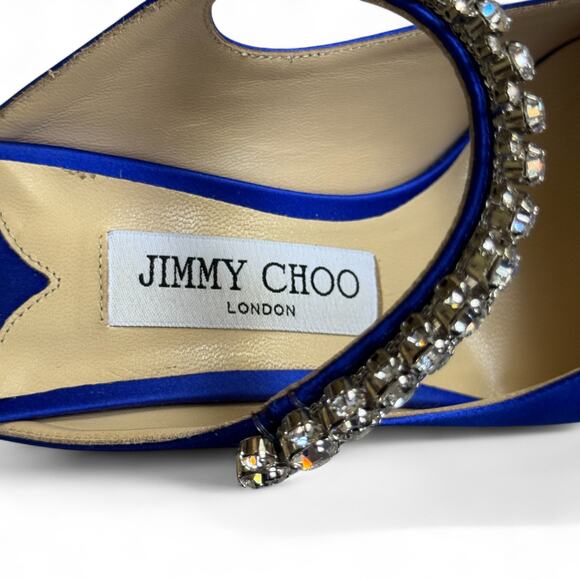 Jimmy Choo‎ Bing 100 Satin Crystal-Strap Mules Size 38 - Picture 5 of 12